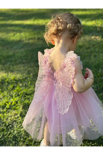 ALYRA Bebeluş Fetiţă Copil Cu Aripi Petrecere Zi de Naştere Nuntă Ocazie Specială Tulle Tutu Căptuşit Rochie de Anul Nou Printesa