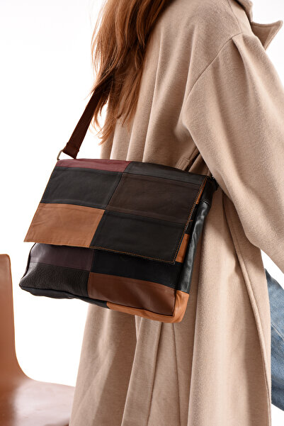 Erzeno Hakiki Deri Büyük Boy Günlük Kullanım Kadın Heybe Omuz ve Postacı Çanta / Kadın Heybe Çanta