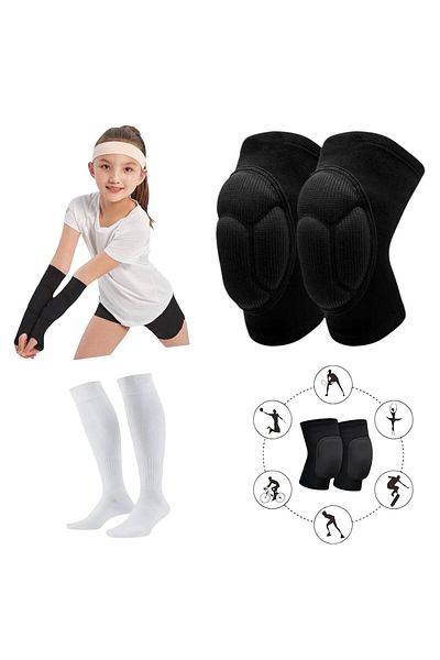Gök Sports Children's Volleyball Knee Pad Volleyball Gloves Volleyball Sock Covering Sponge Support Set of 3