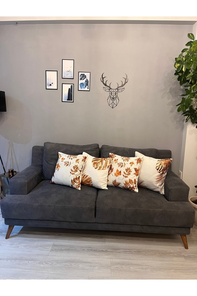 Yıldız Accessory Standard Modern Gold Leaf Pattern Digital Printed 4-Piece Th...