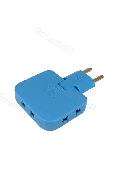Bolantedz شريط طاقة متعدد المنافذ، 3 منافذ تيار متردد، قابس الاتحاد الأوروبي أزرق، 1 تحويل، 3 تمديدات، مقبس كهربائي يدور 180 درجة