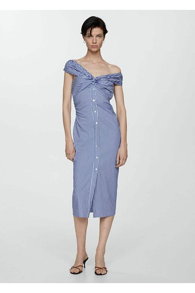 MANGO Woman Rochie cu dungi pe umeri