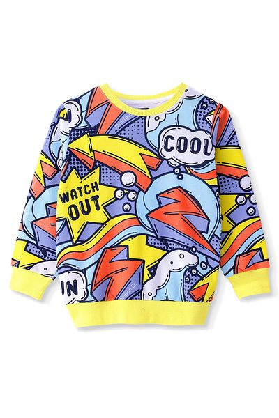 Ollington St. Ollington St. - 100% Cotton Knit Full Sleeves Sweatshirt & Joggers Set With Text Print - Multicolor