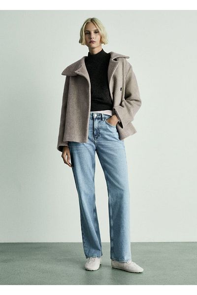MANGO Woman Pantaloni de jeans cu tăietură dreaptă cu talie mijlocie Matilda