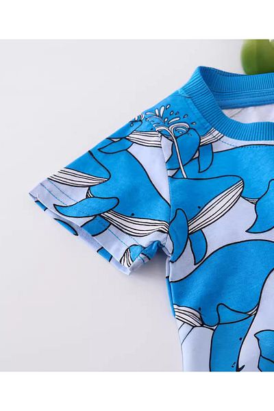 SAPS All Over Whale Print Co-ord Shorts & T-shirt Set - Blue