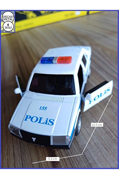 OYUNCAKSAHİLİ Tofaş Şahin 1977 Polis Aracı Nostalji Koleksiyon Model Metal Araba Kapı Açılır 4 Siren ve Farlar