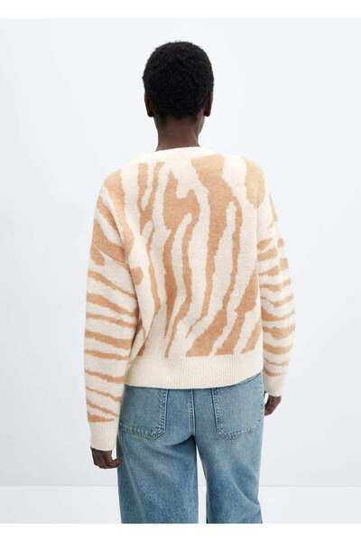 MANGO Woman Pletený svetr se zvířecím vzorem