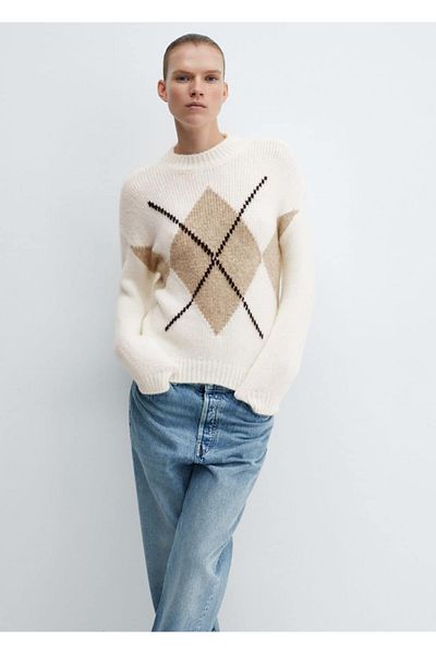 MANGO Woman Round Neck Cotton Linen Knitwear Sweater