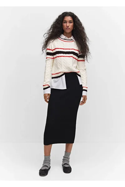 MANGO Woman Stripe Detailed Knitwear Sweater