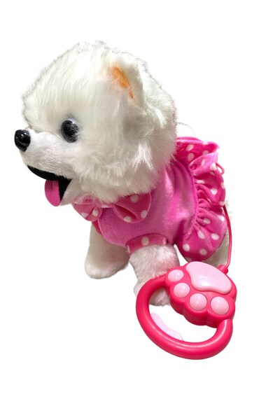 Genel Markalar Pilli Sesli Tasmalı Yürüyen Sevimli Köpek Mia Tasmalı Köpek Pembe