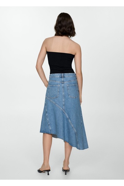 MANGO Woman Asimetrik denim etek