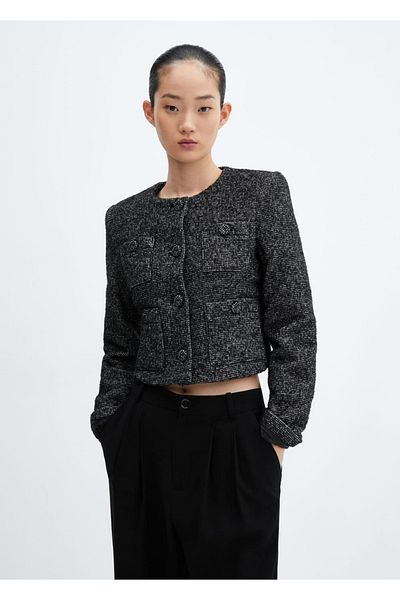 MANGO Woman Tweed Pocket Jacket