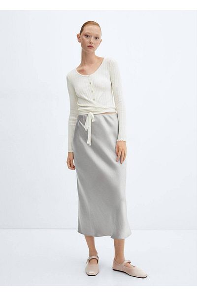 MANGO Woman Wrap-cut bow cardigan
