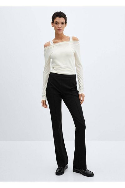 MANGO Woman Straight cut trousers with sewing detail