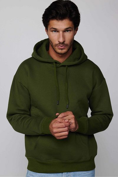 Tudors Πράσινο Unisex Oversize φλις βαμβακερό φούτερ - απαλή υφή, κουκούλα