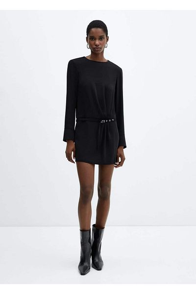 MANGO Woman Belted gathered dress