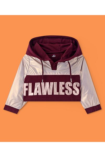 Ollington St. Ollington St. - Cotton Full Sleeves Color Blocked Hoodie & Joggers Winter Wear Set - Wine & Silver