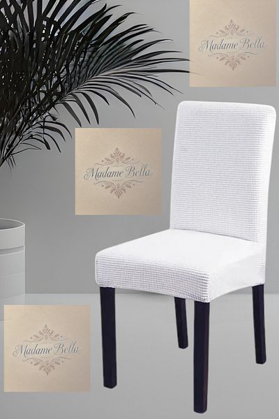 MADAME BELLA 1 τεμάχιο τετράγωνο σχέδιο λευκό κάλυμμα καρέκλας, ελαστικό και μη πυκνό που πλένεται 45x45x60 Κάλυμμα καρέκλας