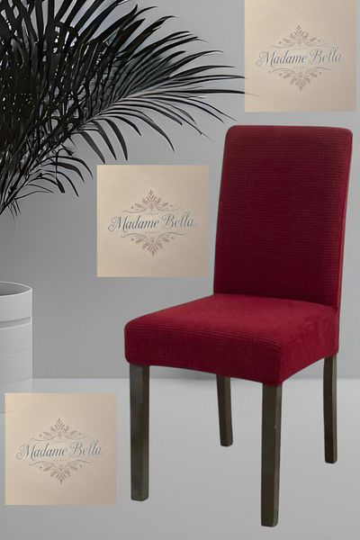 MADAME BELLA Καρέκλα με τετράγωνο σχέδιο μπορντό - Ελαστική και πλένεται, μέγεθος 45x45x60