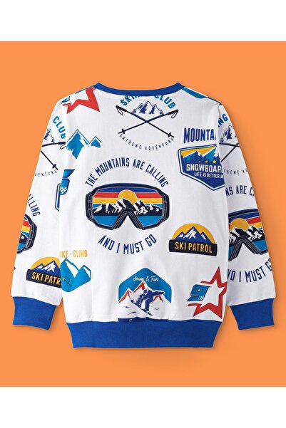 Ollington St. Ollington St. - 100% Cotton Knit Full Sleeves Sweatshirt & Joggers Set Snow  - White & Blue