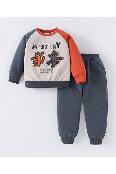 SAPS Cotton Blend Happy Dance Graphic Full Sleeves Sweatshirt & Solid Pants S...