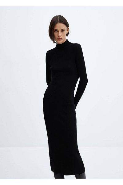 MANGO Woman Perkins collar rib dress