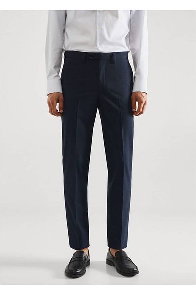 MANGO Man Stretch Fabric, Slim Fit Patterned Fabric Trousers