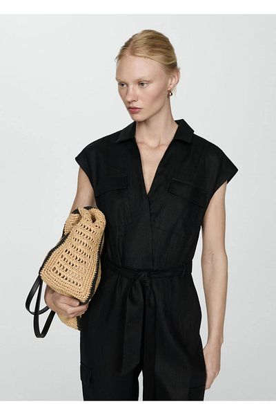MANGO Woman Salopetă cargo din in - Design confortabil și elegant