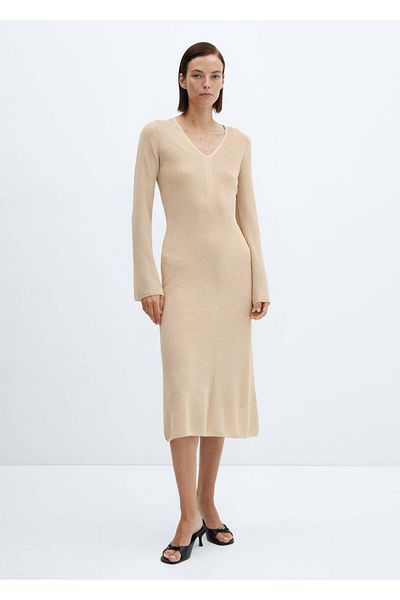 MANGO Woman Rochie midi tricotaj strălucitoare