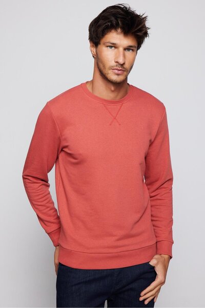 Tudors Φούτερ Unisex Relax Fit Άνετο Εφαρμογή Κοπής 100% Βαμβάκι Βασικό Χρώμα Πλακάκι με λαιμόκοψη