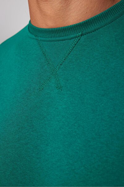 Tudors Φούτερ Unisex Oversize Wide Cut 100% βαμβακερό Basic Green Crew Neck Φούτερ