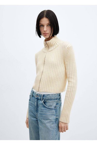 MANGO Woman Short cardigan with zipper