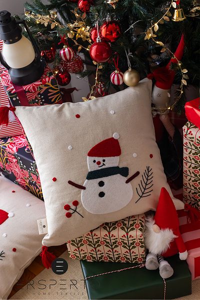 Ersperto New Year's Series Punch Punch Embroidered Throw Pillow Cover 1 Piece 43X43Cm