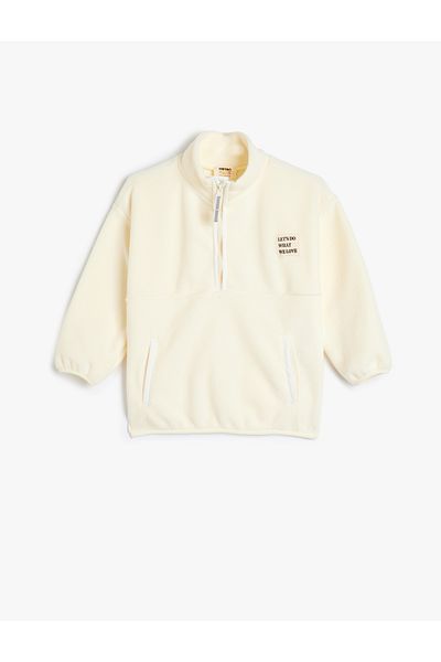 Koton Half Zip Long Sleeve Pocket Detailed Fleece Sweatshirt