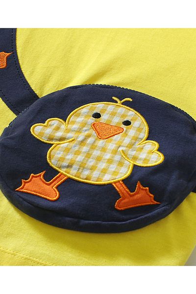 SAPS Duck Patched T-shirt & Bottoms Set With Attached Bag - Yellow & Blue
