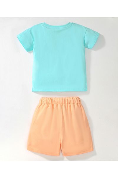 SAPS Happy Place Graphic T-Shirt & Shorts Set - Blue & Orange