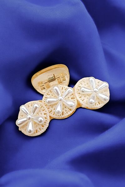 PETEK AKSESUAR 7 cm Lace Flower Pearl Transparent Latch Buckle
