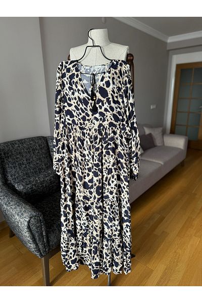Natavanbutık Leopard Print Relaxed Fit Dress