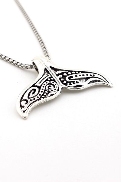 Solfera Norse Viking Mythological Whale Tail Necklace - with Steel Chain Q0952