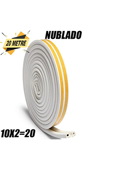 NUBLADO Yapışkanlı 10x2=20 Metre (BEYAZ) Kapı Pencere Bandı Fitili Soğuk Izol...