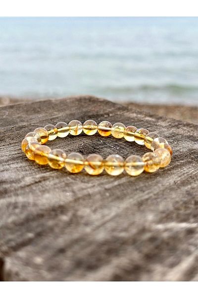Gökçeada 8 mm Citrine Men's Women's Bracelet - Certified, Natural Stone, Aa Quality