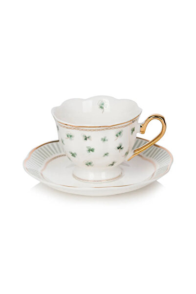 LC Waikiki Lcw Home Yeşil Yonca Baskılı 2 Kişilik Kahve Fincan Takımı