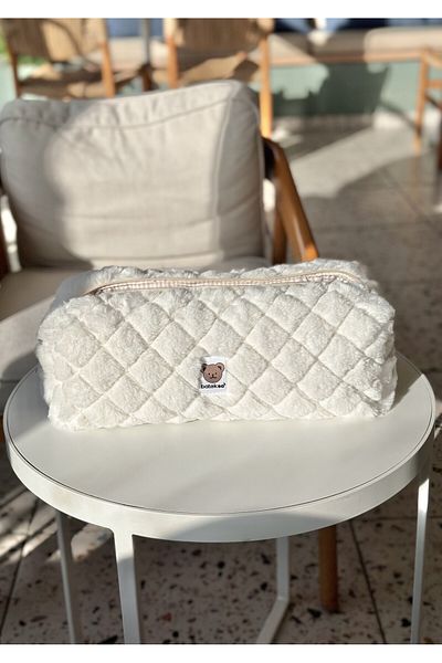 Batekso White Plush Travel Bag for Hair Stylers - XL Size