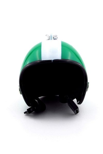 Solfera Green White Star Pattern Scooter Motor Helmet - Keychain Kc154