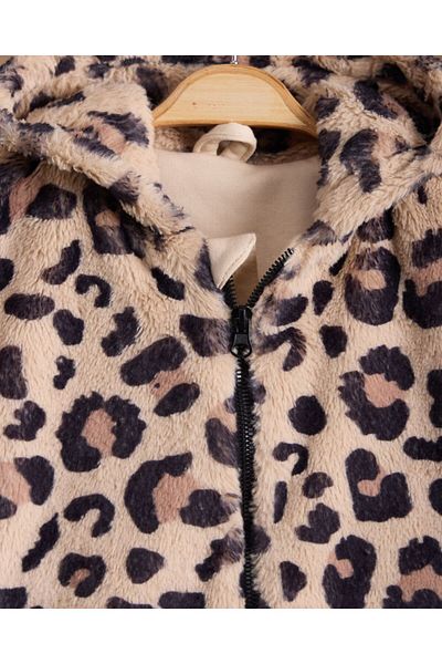 Lolliboomkids Girl's Leopard Print Soft Plush Coat - Zippered and Lined / Coat
