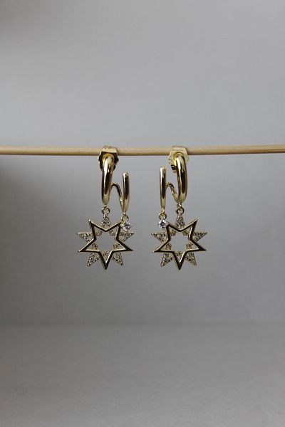 Nenya Vip Steel Zircon Stone Processing Bilateral Look Double Star Earrings