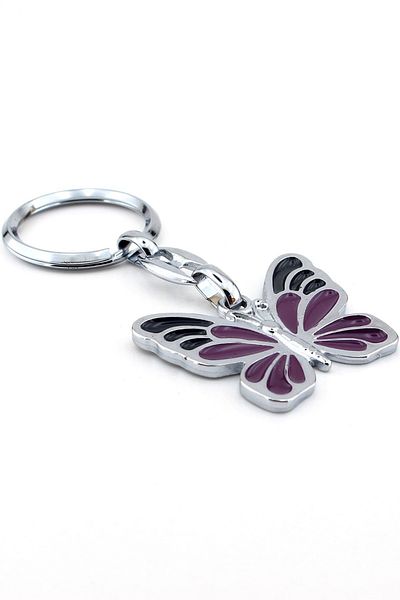 Solfera Purple Black Color Butterfly Spring Nature Metal Keychain Kc152