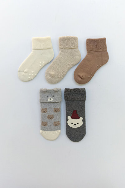 MEM SOCKS 5'li Kaydırmaz Havlu Çocuk Çorabı