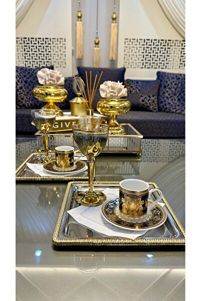 Turkuaz kristal WİNTERBACH 2 Kişilik Porselen Kahve Fincan Takımı