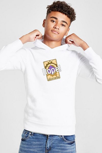 Tshirthane Hanorac alb cu glugă pentru copii Wheel Of Fortune Nope